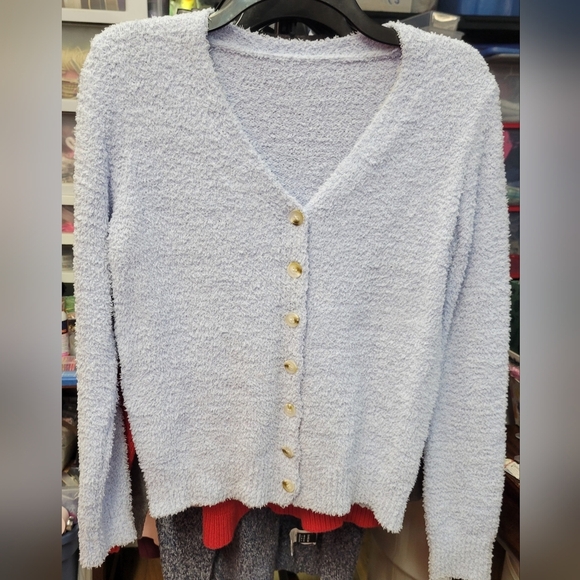 Shein Light Blue Button-Up Sweater Small Size 4 - Picture 1 of 6